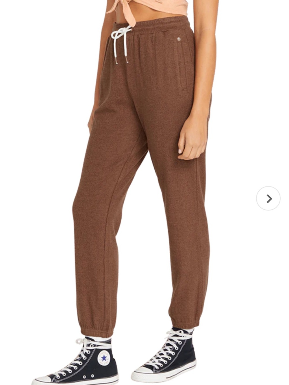 VOLCOM Cozy Brown Ultra Soft Lined Drawstring Jogger Pants with Drawstring - Picture 3 of 6